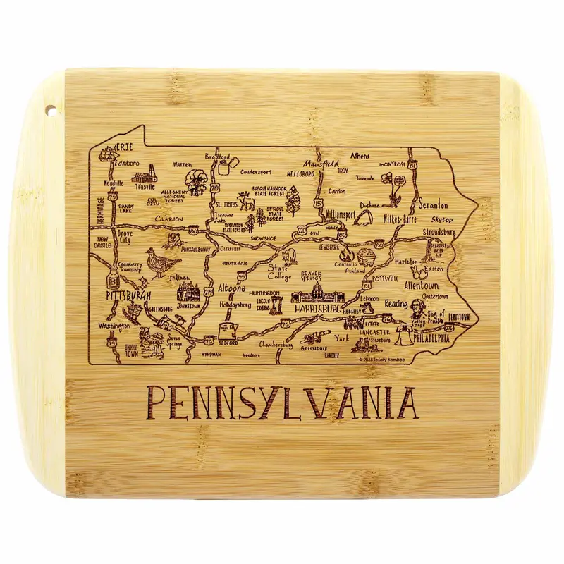 Pennsylvania-Shaped Wooden Cutting Board – 11" X 8.75", A Slice Of Life Series 1