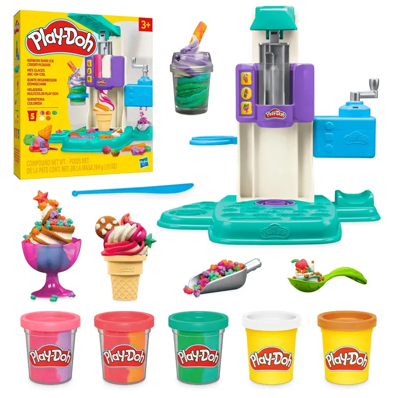Play-Doh Rainbow Swirl Ice Cream Playset – Colorful Dessert-Themed Modeling Kit 1