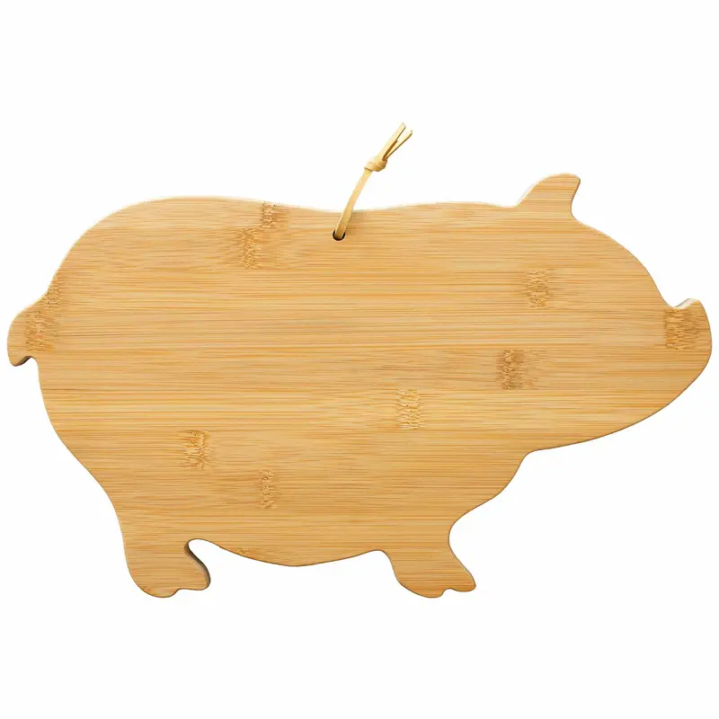 Playful Pig-Shaped Cutting Board – 15.625" X 9.5" Rustic Wood Slice 1