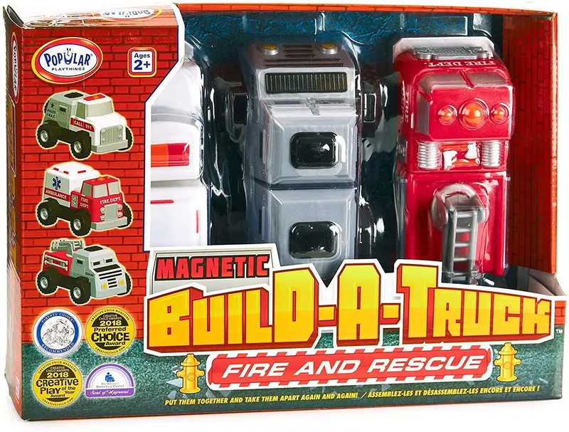 Popular Playthings Magnetic Build-A-Truck: Fire & Rescue Set 1