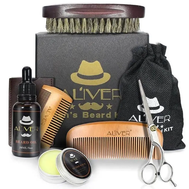 Premium Beard Care Kit: Oil, Balm, Brush, And Comb Set 1