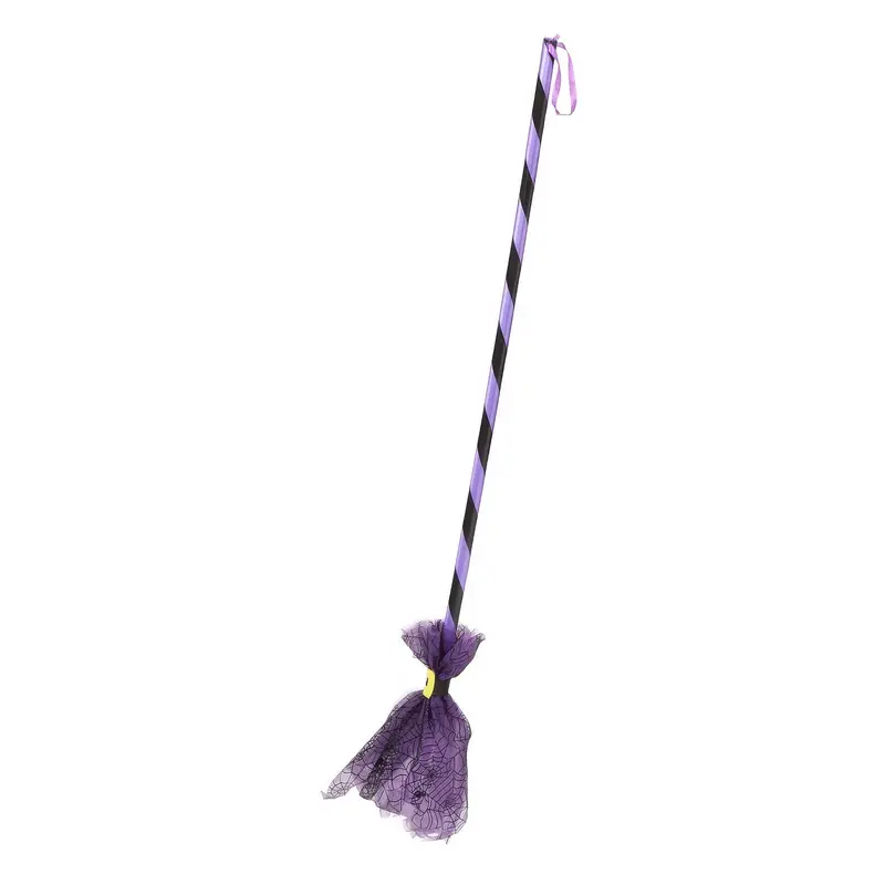 Purple Cobweb Witch Broom – 85 Cm Decorative Prop 1