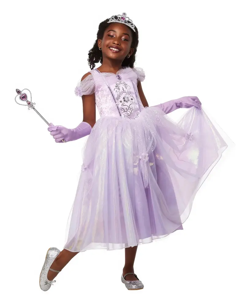 Purple Princess Costume Dress – Complete Set With Tiara And Gloves 1