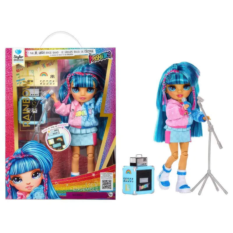 Rainbow High Jr. High Rock Band Doll – Skyler Blue, 23Cm Fashion Figure 1