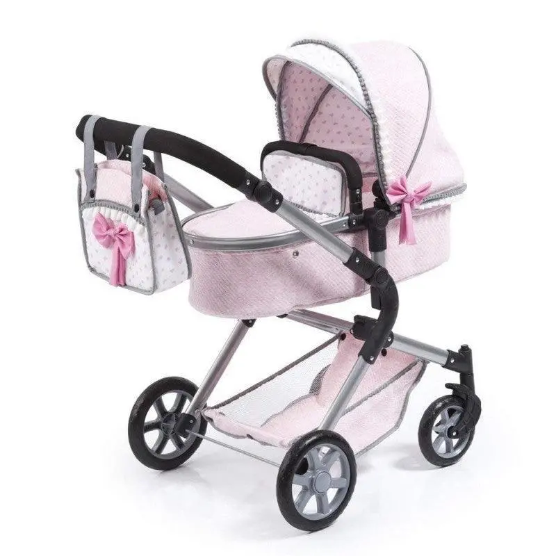 Reig 2-In-1 Pink Doll Stroller Featuring Swivel Front Wheels And Convertible Bag 1