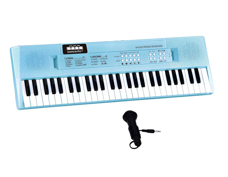 Reig 54-Key Blue Electronic Keyboard – Kids’ Light-Up Piano With Microphone 1