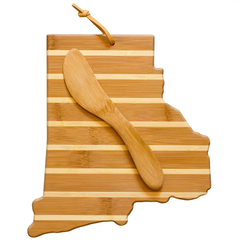 Rhode Island Wooden Serving Board + Handcrafted Spreader Knife Gift Set 1