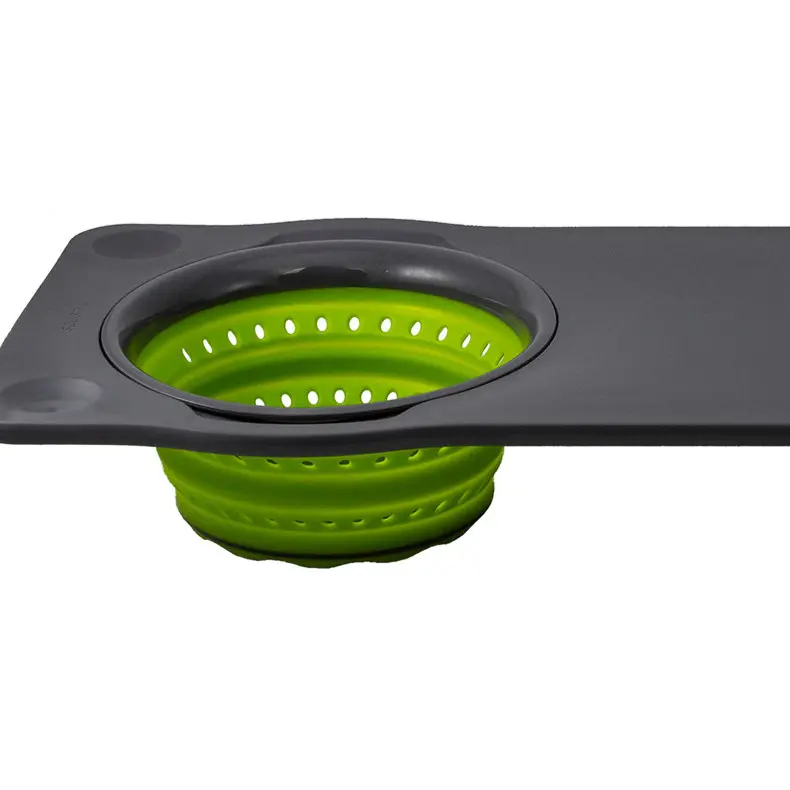 River Hill Over-Sink Cutting Board With Built-In Colander 1