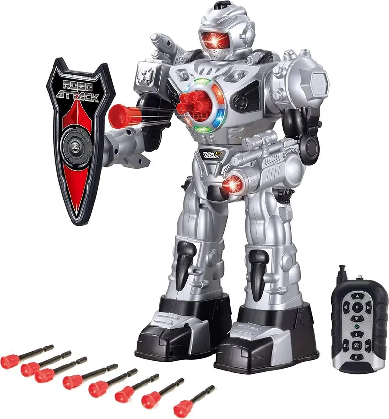 Roboattack Large Silver Remote-Controlled Interactive Robot 1