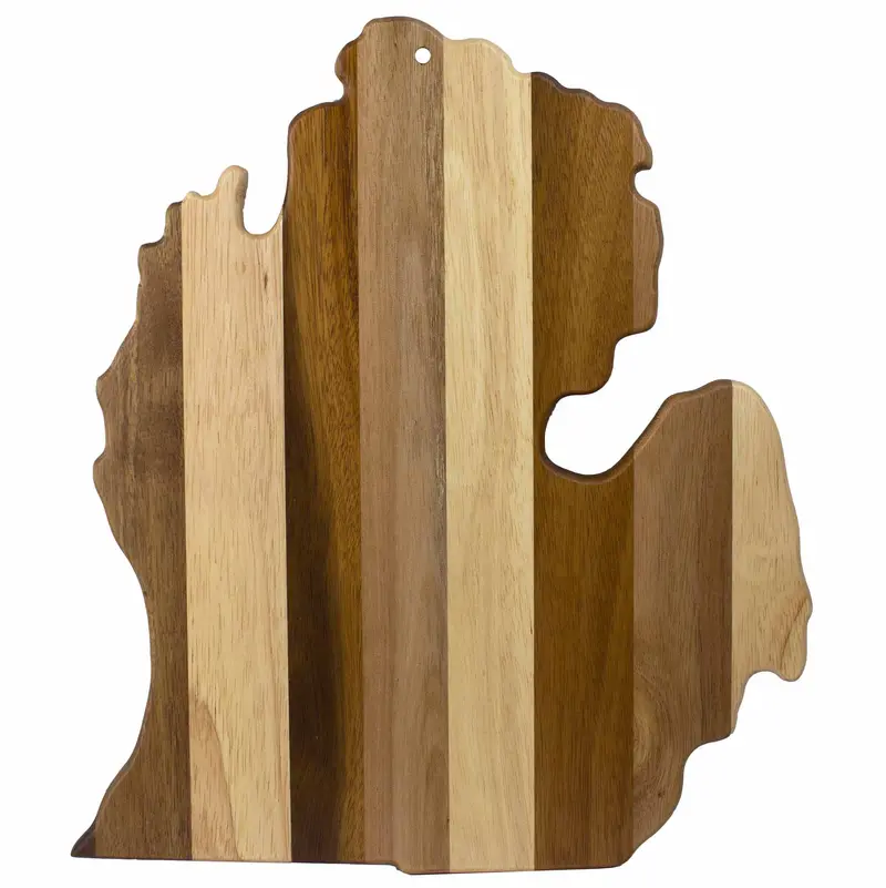 Rock & Branch Shiplap Michigan Mitten Cutting Board – Iconic Shape Serving Board 1