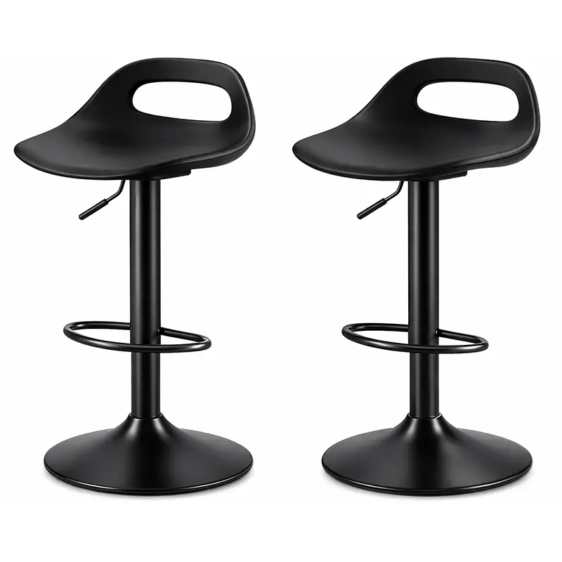 Set Of 2 Adjustable Bar Stools – Metal Frame With Pu Cushioning 1