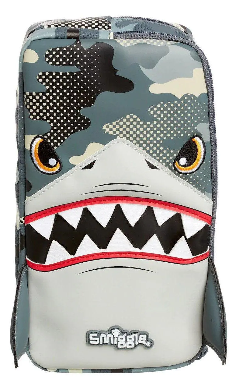 Smiggle Budz Grey Shark Two-Compartment Pencil Case 1
