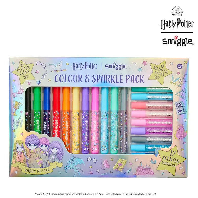 Smiggle Harry Potter-Themed Markers & Glitter Glue Combo Set 1