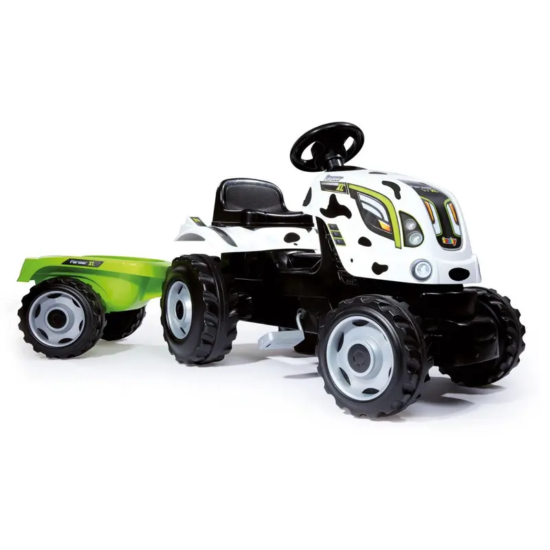 Smoby Xl Pedal Tractor With Cow-Print Trailer – Ride-On Farm Toy 1