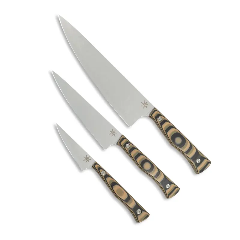 Sous Chef Knife Set – Black, Green & Tan Layered G10 – Culinary 2.0 1