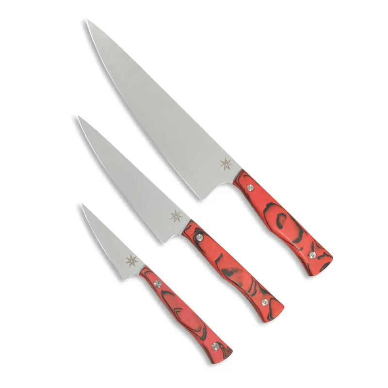 Sous Chef Knife Set – Red & Black Burl G-10 Handle – Culinary 2.0 1