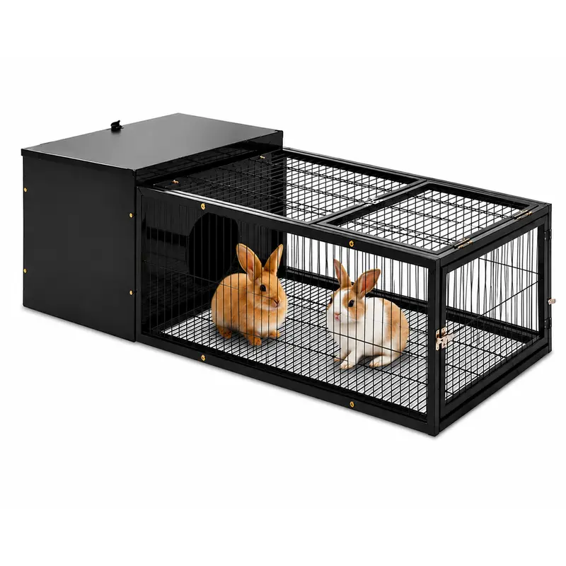 Spacious Outdoor Rabbit Hutch – Ventilated Wooden Cage With Run 1