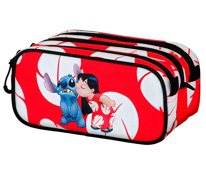 Stitch Kiss-Themed Triple Pencil Case – Cute Disney Desk Accessory 1