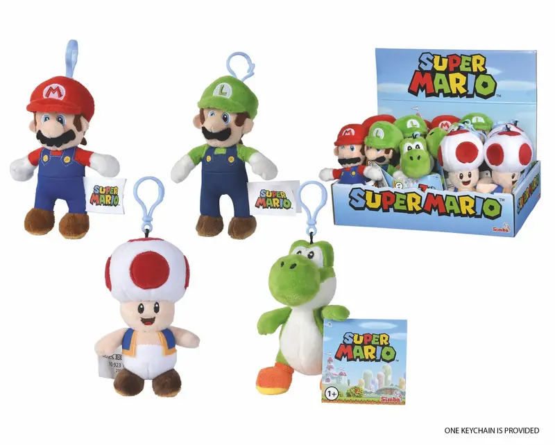 Super Mario Keychain Set – Assorted 12Cm Plush Charms 1