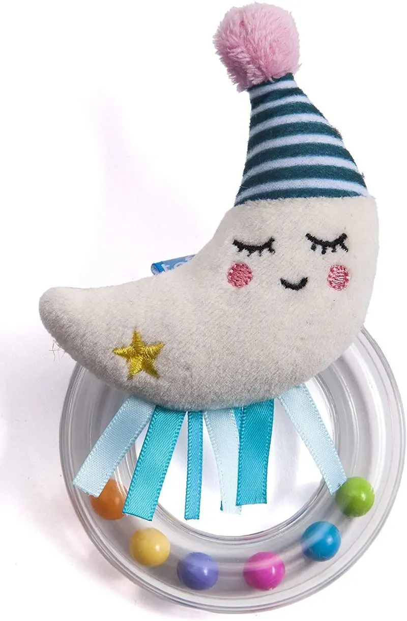 Taf Toys Mini Moon Baby Rattle – Soft-Sided Sensory Toy With Gentle Chime 1