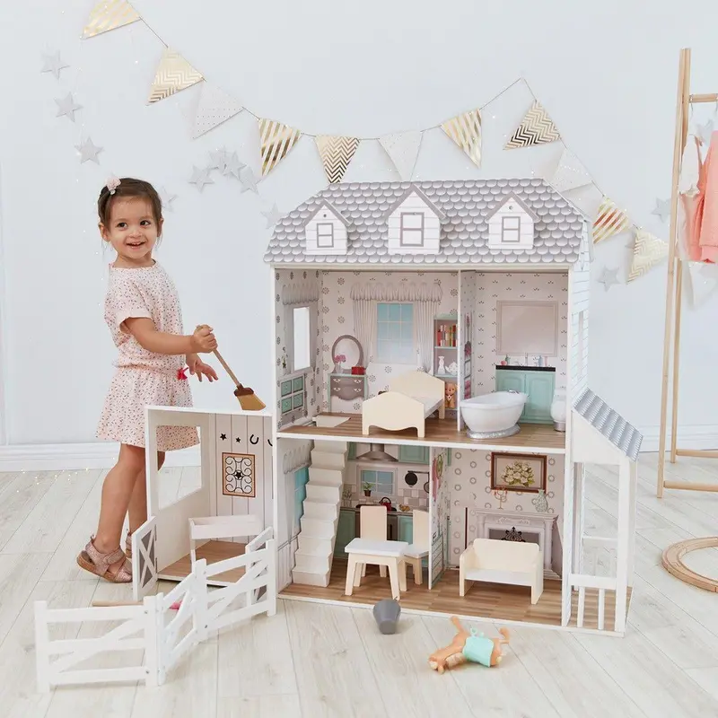 Teamson Dreamland Farmhouse Dollhouse With Playset Features 1