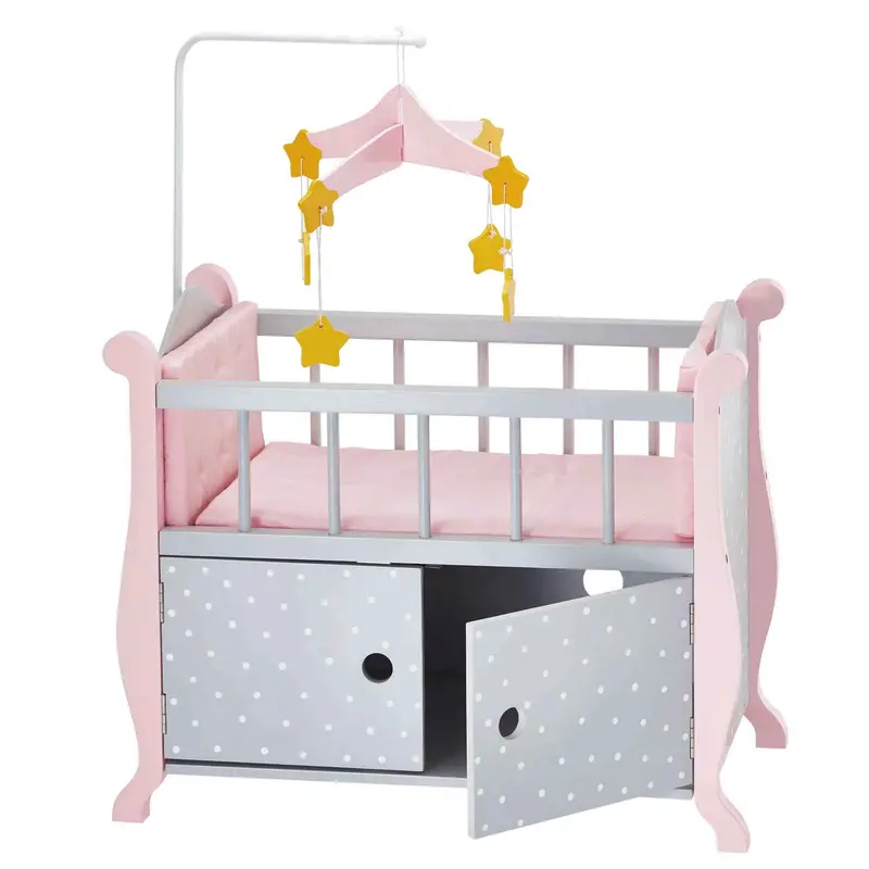 Teamson Olivia’S Polka Dot Princess Wooden Baby Doll Crib 1