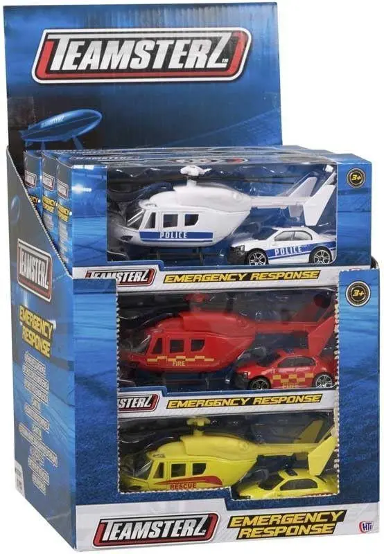 Teamsterz Emergency Response Playset – Helicopter & Patrol Car Combo 1