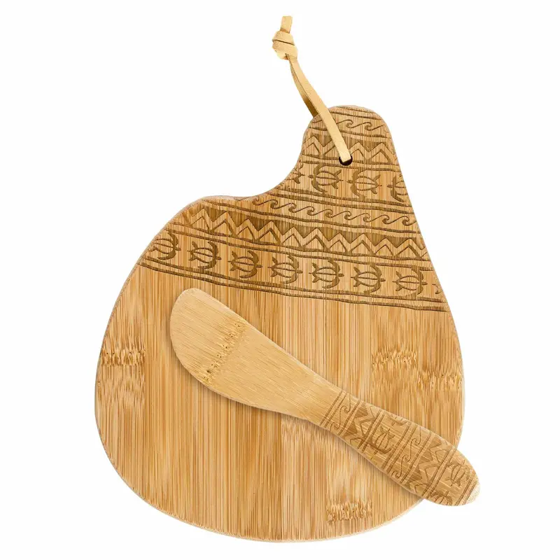 Tonga Natural Wood Serving Board With Integrated Spreader Knife 1