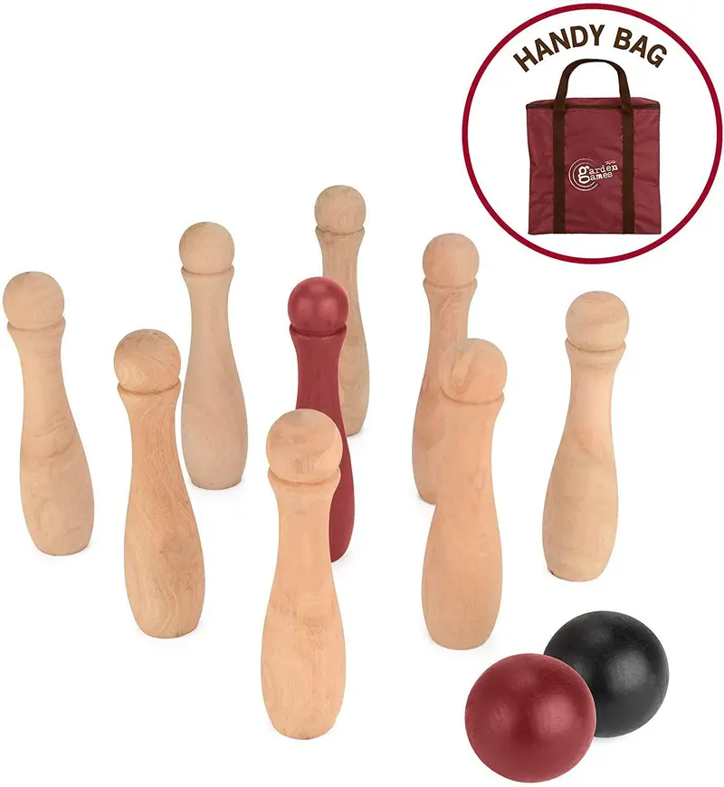 Toyrific Wooden Skittles Bowling Set – Garden Game For Outdoor Play 1