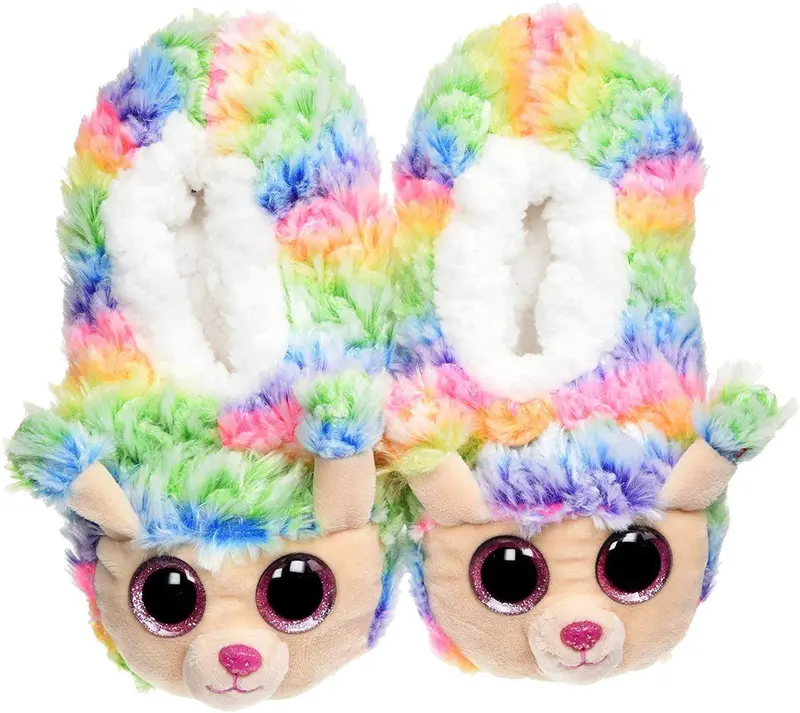 Ty Beanie Boos Rainbow Poodle Slipper Socks – Plush Footwear 1