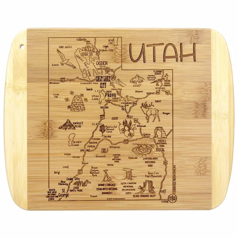Utah-Shaped Wooden Cutting Board – 11" X 8.75", A Slice Of Life Series 1