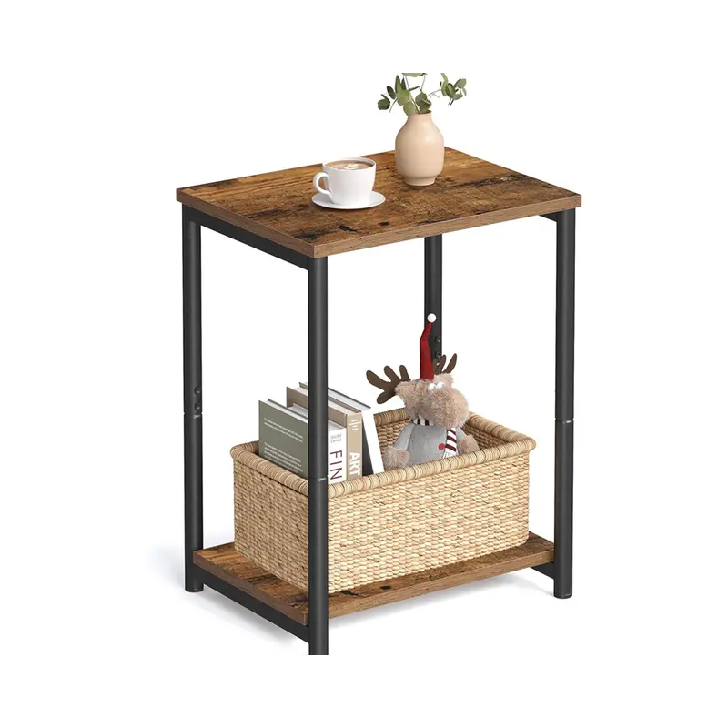 Versatile Round End Table With Solid Wood Surface And Steel Base 1