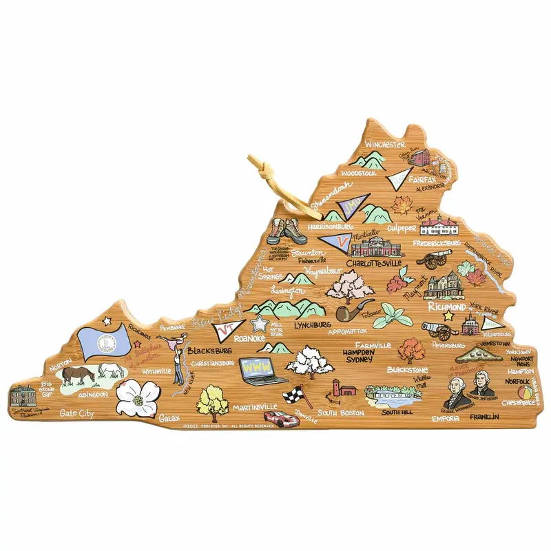 Virginia Artisan Cutting Board – Fish Kiss™ Illustrated Surface 1