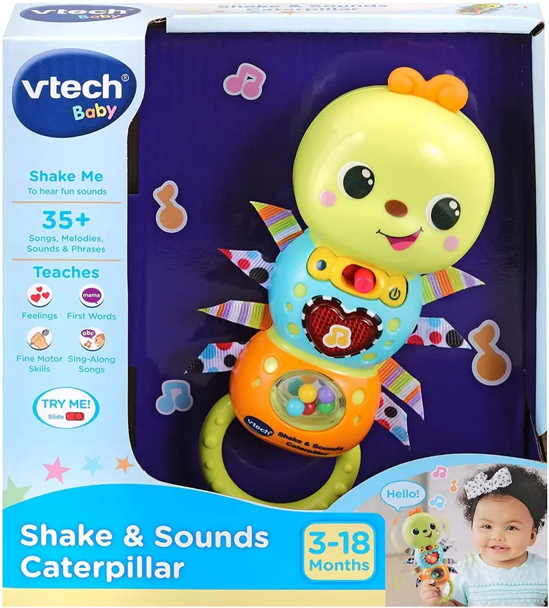 Vtech Baby Shake & Sounds Caterpillar – Sensory Rattle Toy With Crinkles, Mirrors, And Gentle Chimes 1
