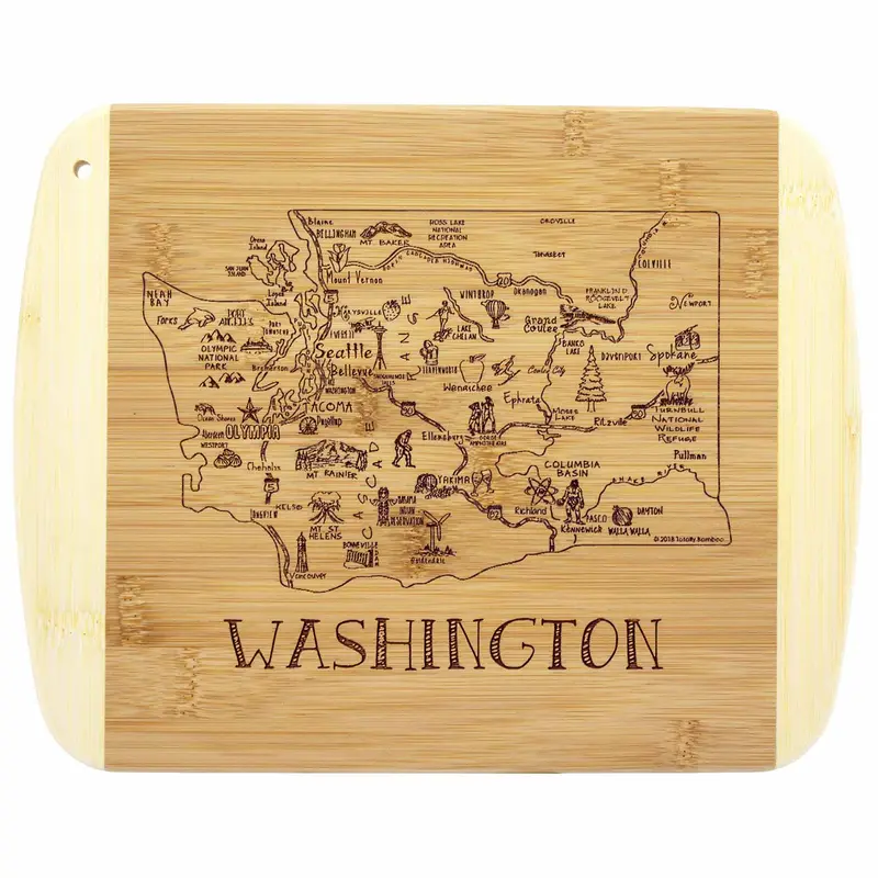 Washington State–Shaped Wooden Cutting Board – 11" X 8.75", A Slice Of Life Series 1