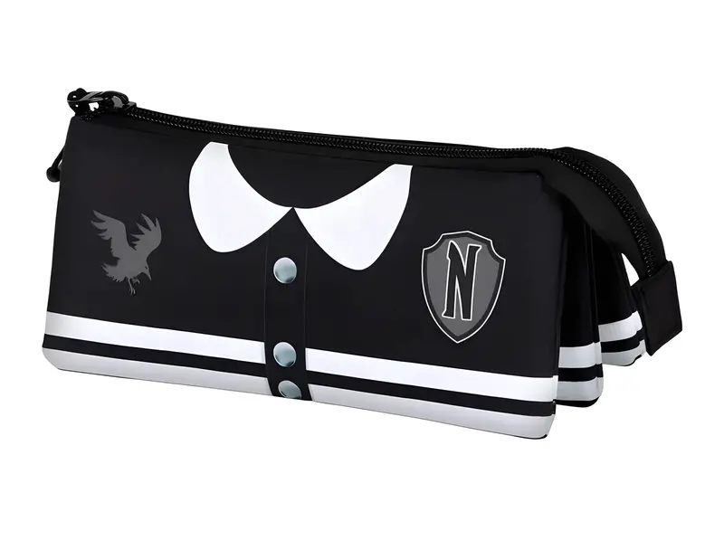 Wednesday Varsity Triple-Zip Pencil Case – Organized Stationery Holder 1