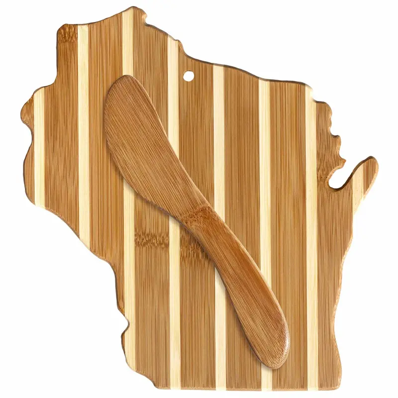 Wisconsin-Inspired Serving Board Set Including Gourmet Spreader 1