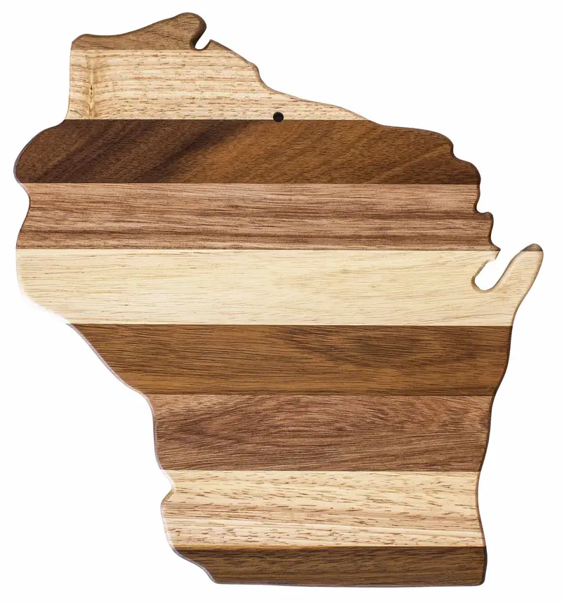 Wisconsin-Motif Shiplap Cutting Board With Rustic Edge Detailing 1