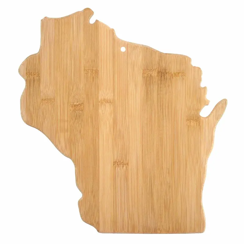 Wisconsin State-Shaped Cutting Board – 13" X 12" Rustic Kitchen Accent 1