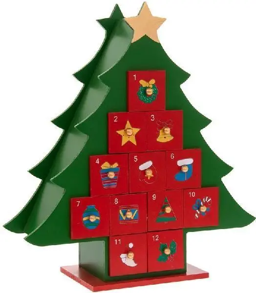 Wooden Advent Calendar Christmas Tree – Decorative Count-Down Display 1